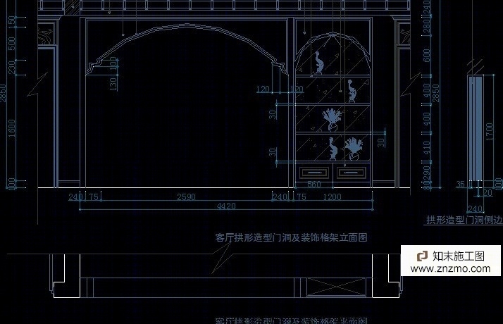 简欧风格四居公寓装修图cad施工图下载【ID:56938362】