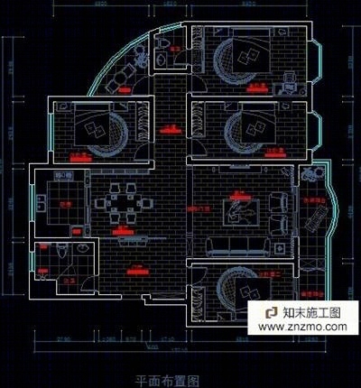 简欧风格四居公寓装修图施工图下载【ID:56938362】