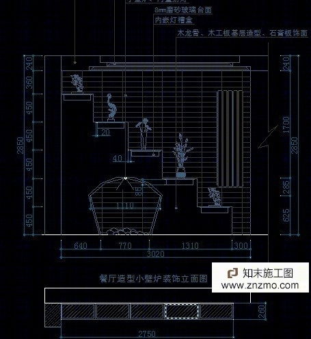 简欧风格四居公寓装修图cad施工图下载【ID:56938362】