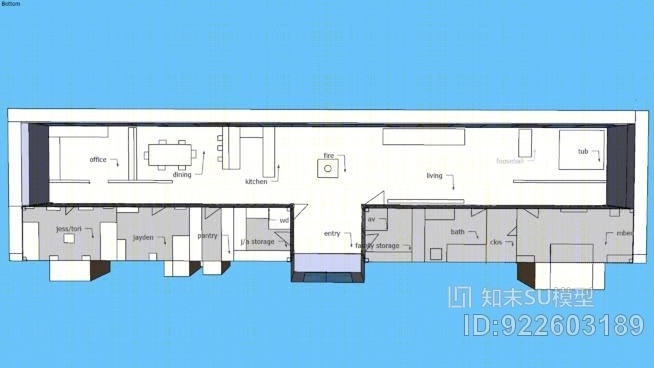 土方式集装箱货柜楼平面布置图SU模型下载【ID:922603189】