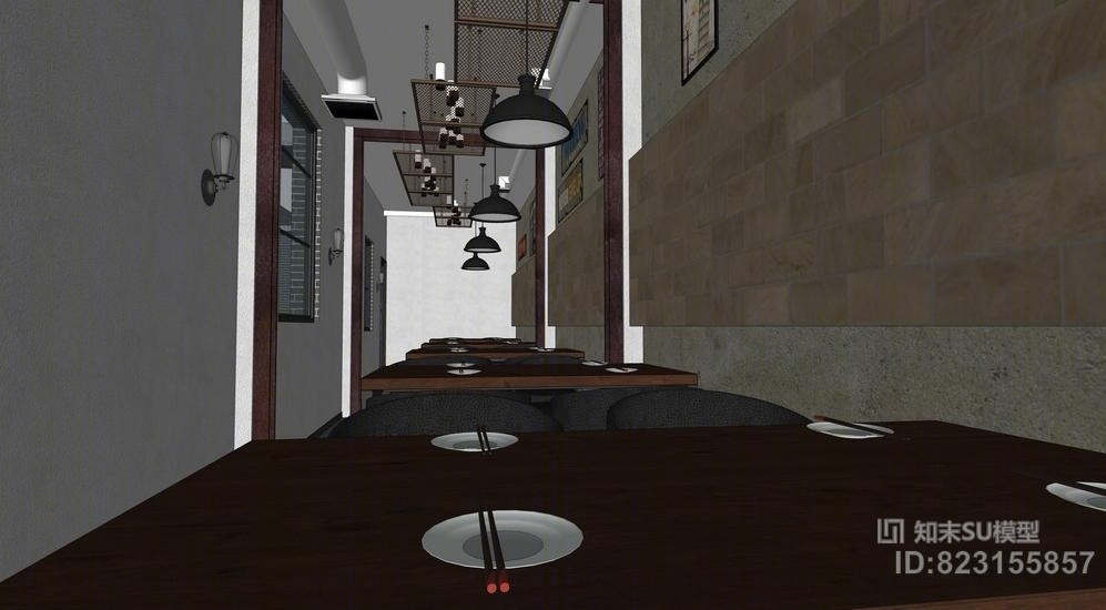 现代火锅店SU模型下载【ID:823155857】