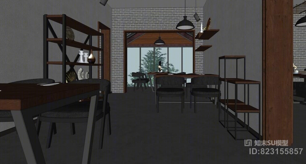 现代火锅店SU模型下载【ID:823155857】