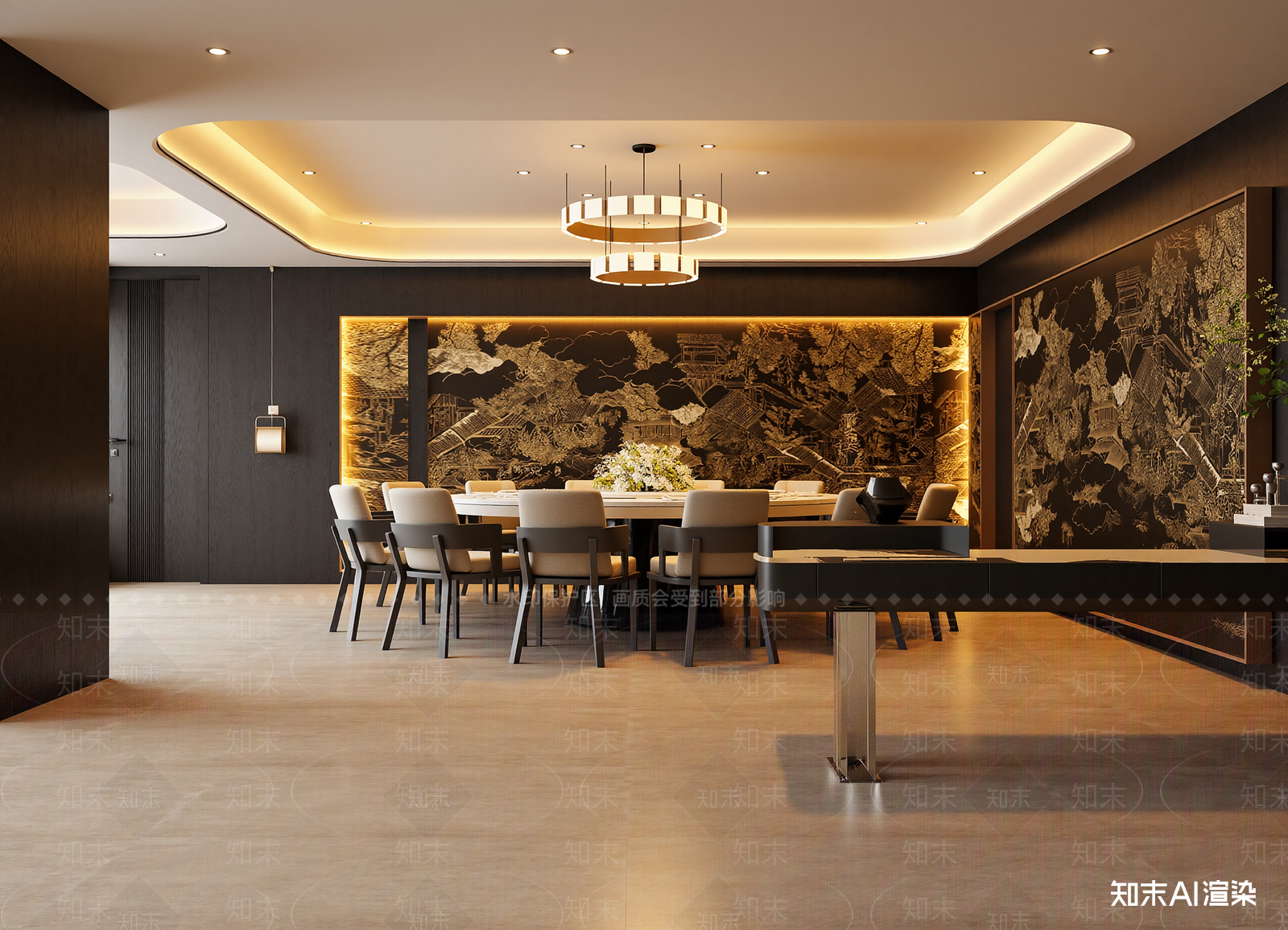 现代酒店餐厅3D模型下载【ID:1215108972】