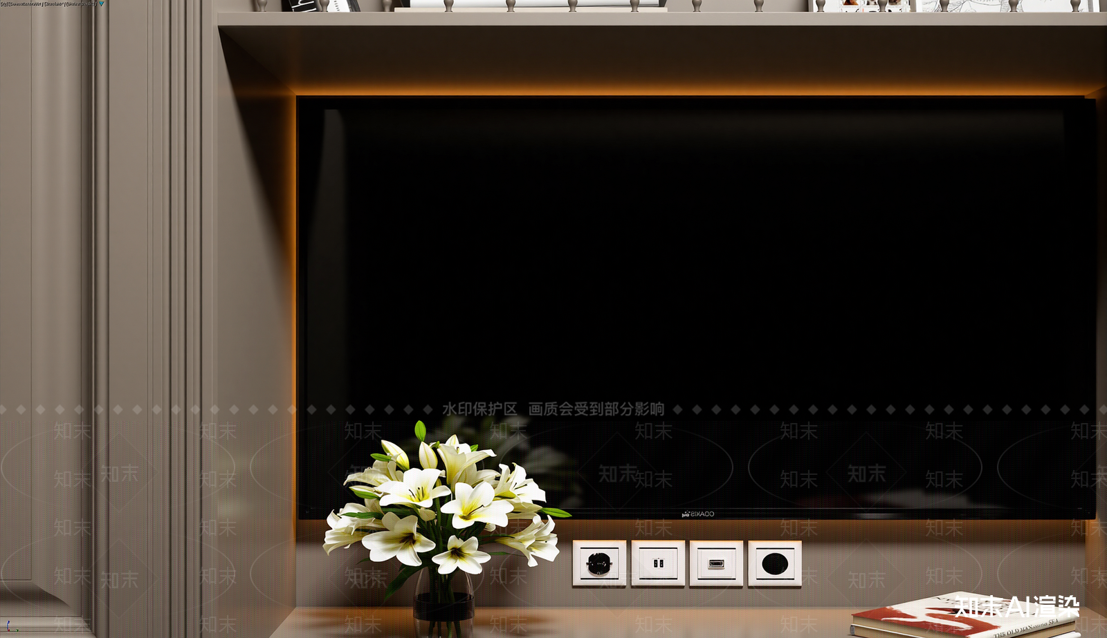 欧式古典家居客厅3D模型渲染效果图
