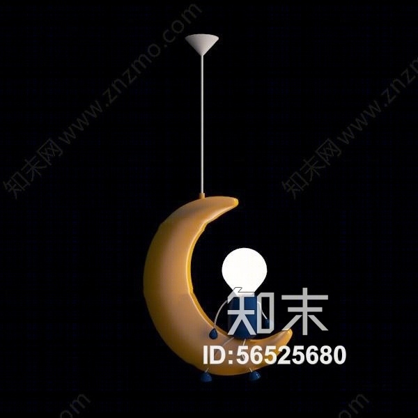 现代儿童月亮装饰吊灯3D模型下载【ID:56525680】