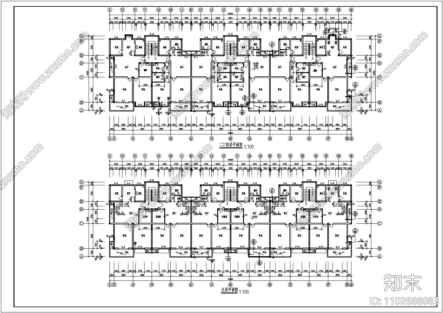 某地多层高档单身公寓建筑设计图cad施工图下载【ID:1102688083】