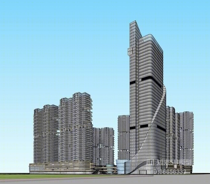 现代办公楼SU模型下载【ID:36656333】