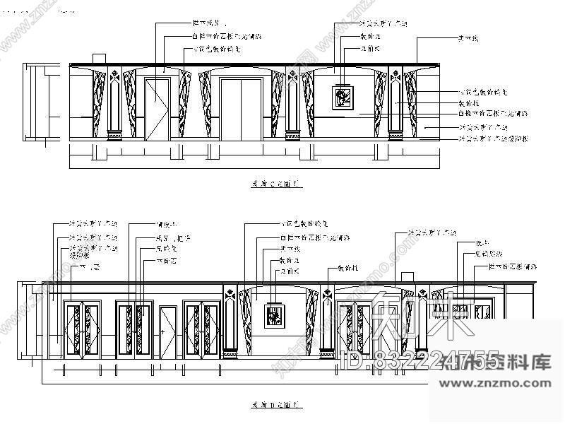 图块/节点走廊立面图cad施工图下载【ID:832224755】