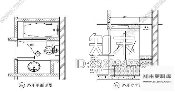 图块/节点浴厕平，立面详图cad施工图下载【ID:832294778】