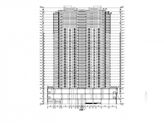 三十层现代风格商住楼建筑施工图cad施工图下载【ID:165138100】