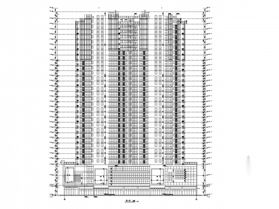 三十层现代风格商住楼建筑施工图cad施工图下载【ID:165138100】