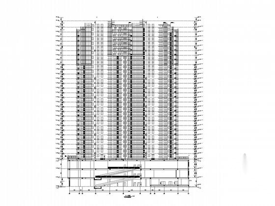 三十层现代风格商住楼建筑施工图cad施工图下载【ID:165138100】