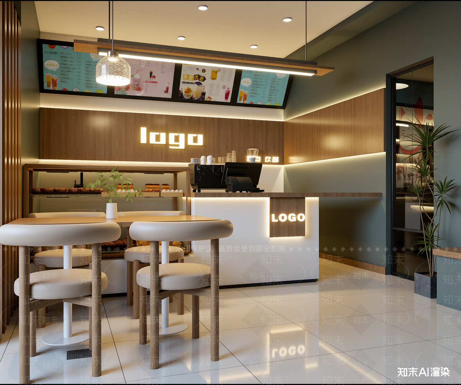 现代奶茶店3D模型下载【ID:1214439924】