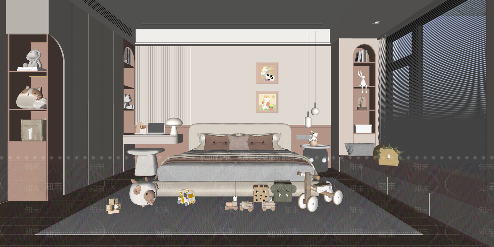 现代通用儿童房SU模型下载【ID:1215206276】