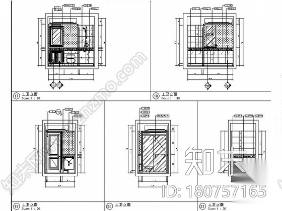 [杭州]浪漫之都时尚简欧风格四居室样板房装修施工图（含...cad施工图下载【ID:180757165】