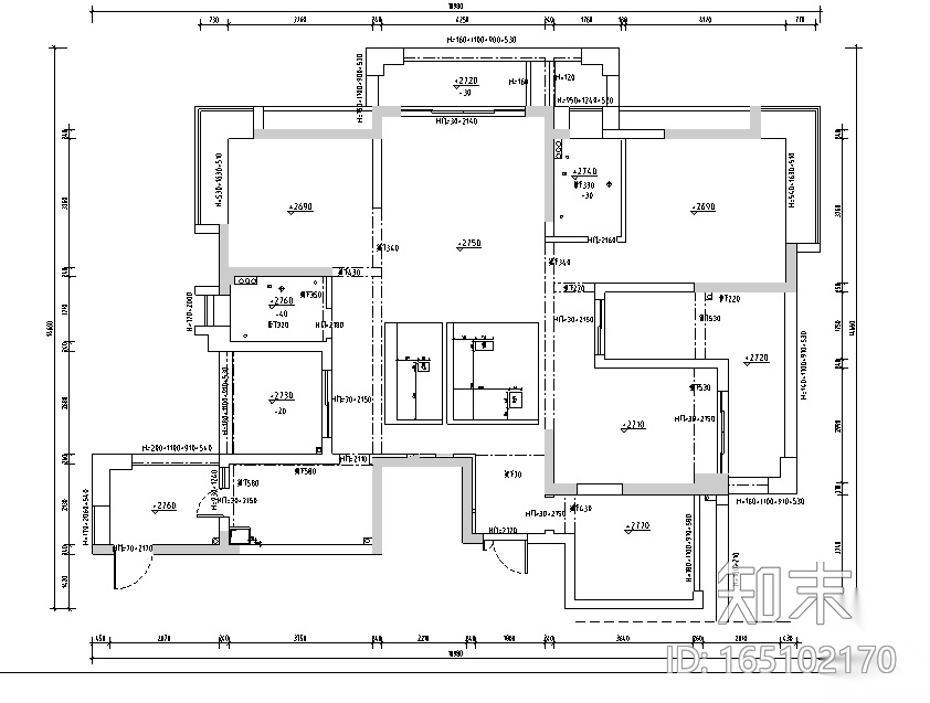 顺发旺角城现代风住宅设计施工图（附效果图）cad施工图下载【ID:165102170】