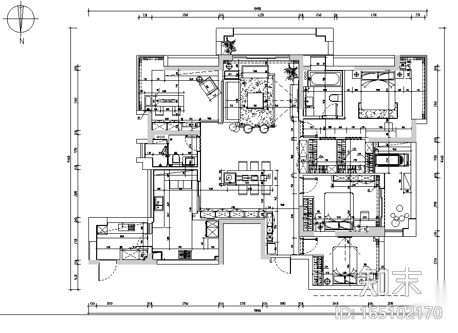 顺发旺角城现代风住宅设计施工图（附效果图）cad施工图下载【ID:165102170】