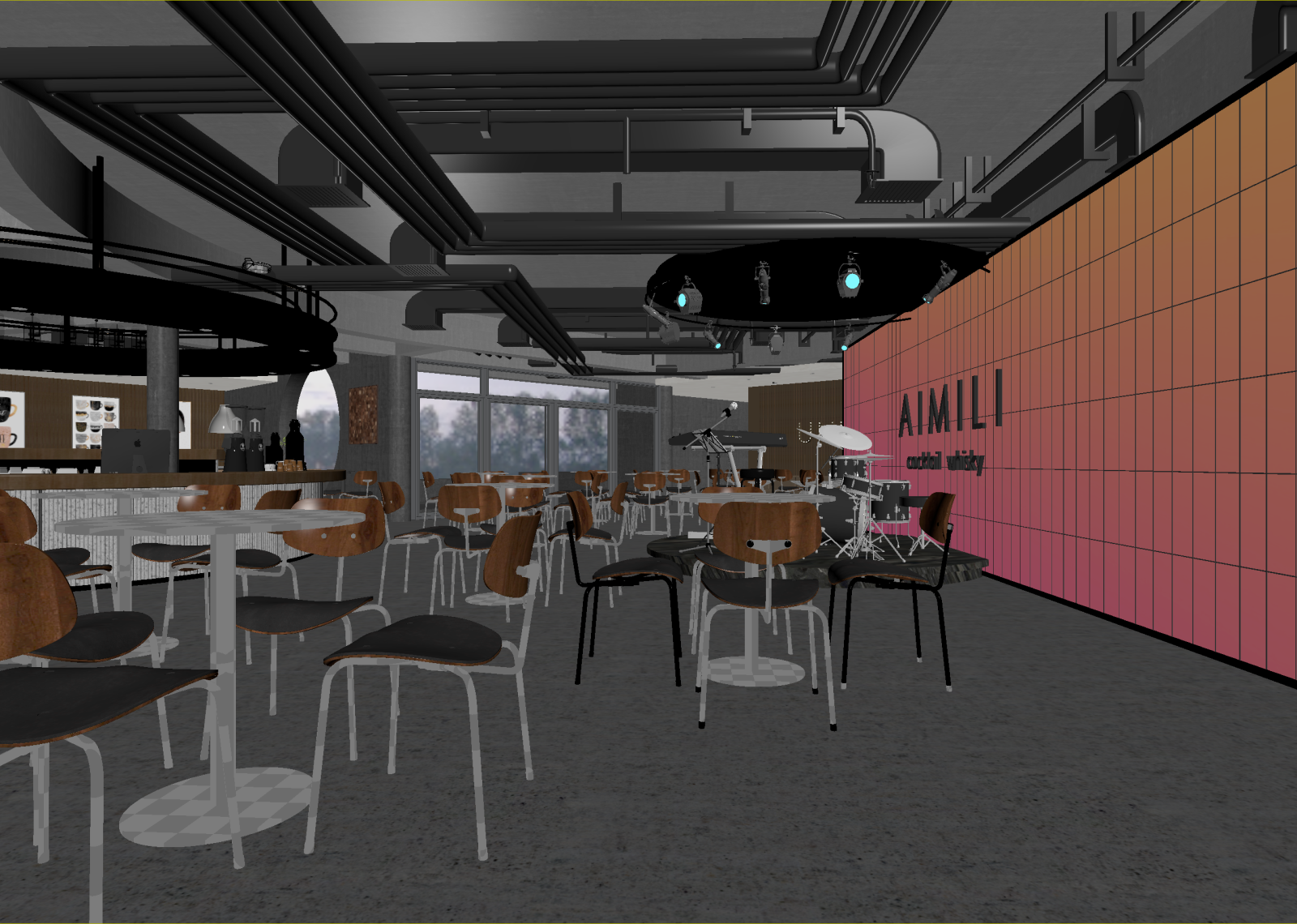 工业风咖啡厅3D模型下载【ID:1214452035】