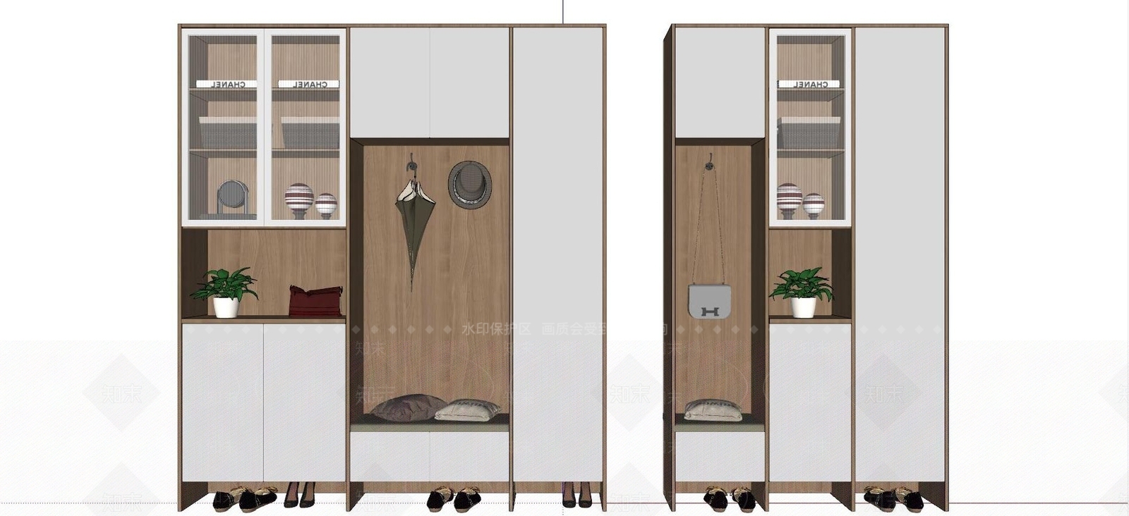 现代鞋柜SU模型下载【ID:1104321911】