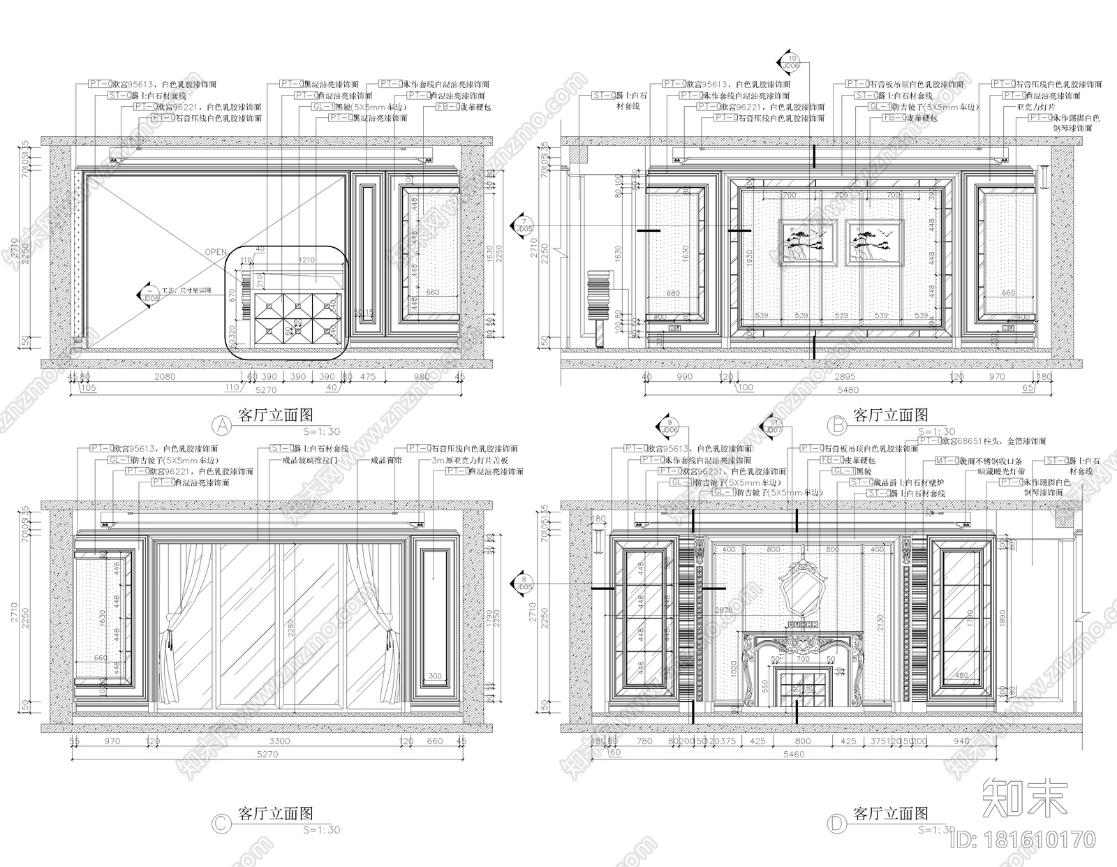 [山东]泰安国山豪华大宅设计施工图+实景图cad施工图下载【ID:181610170】