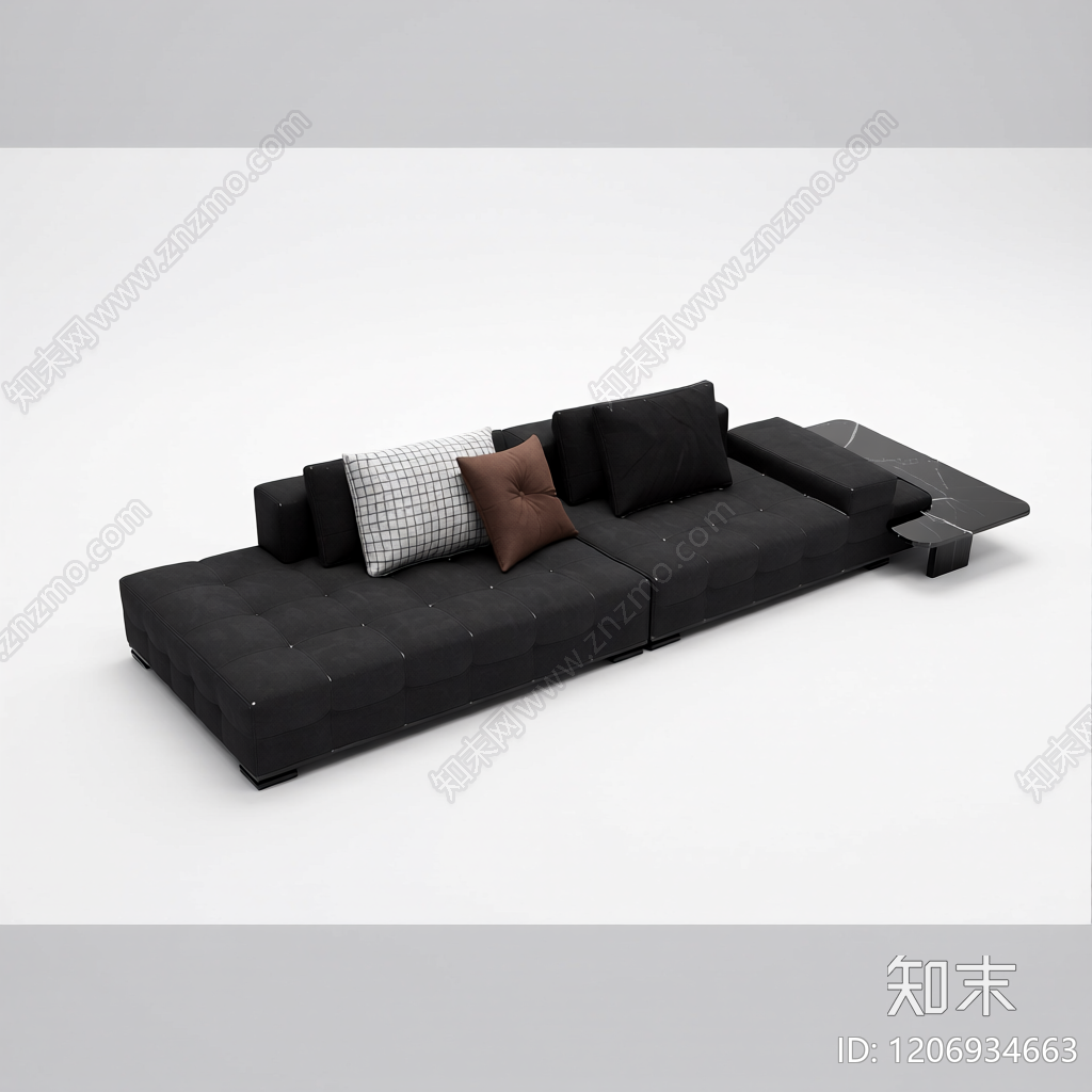 黑色模块化沙发组合3D模型下载【ID:1206934663】
