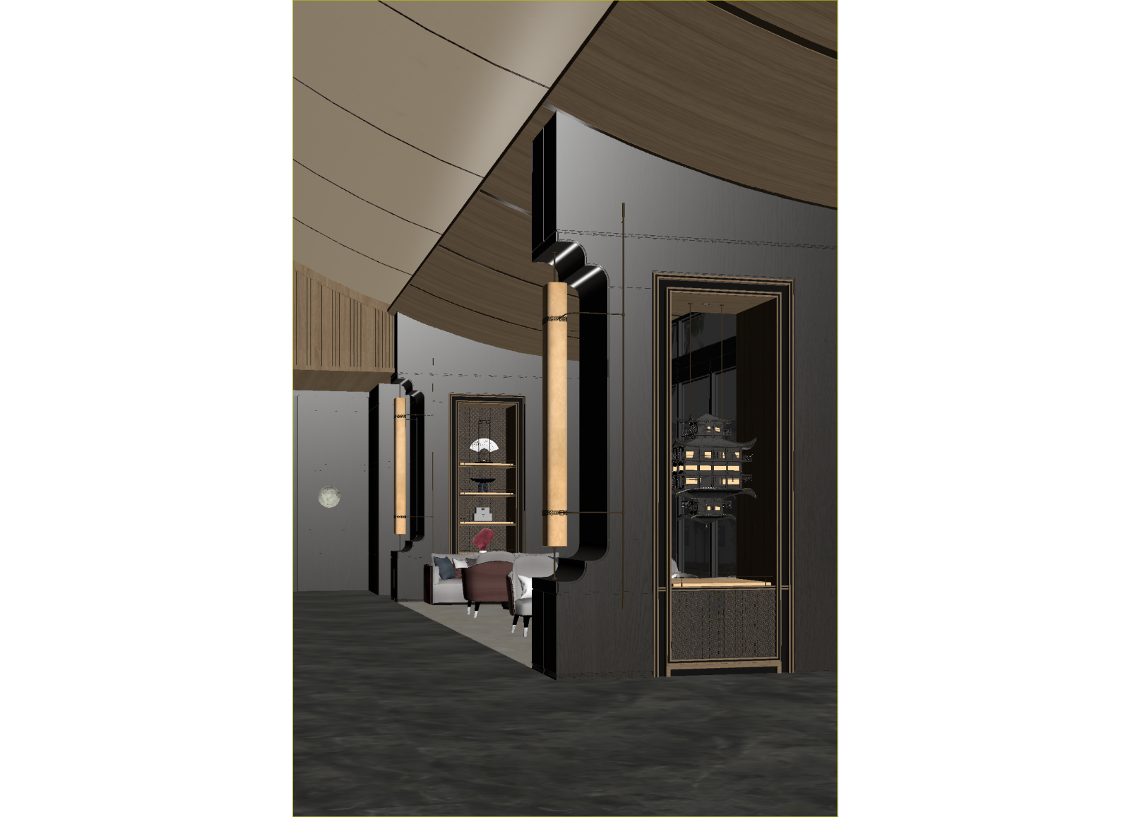 新中式酒店大堂3D模型下载【ID:1215011196】