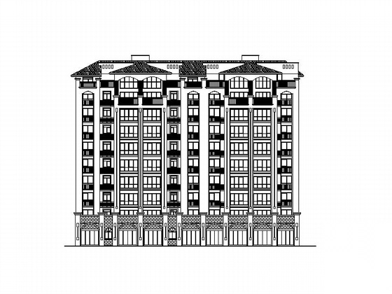 某九层住宅楼建筑施工图（一梯二）cad施工图下载【ID:165732176】