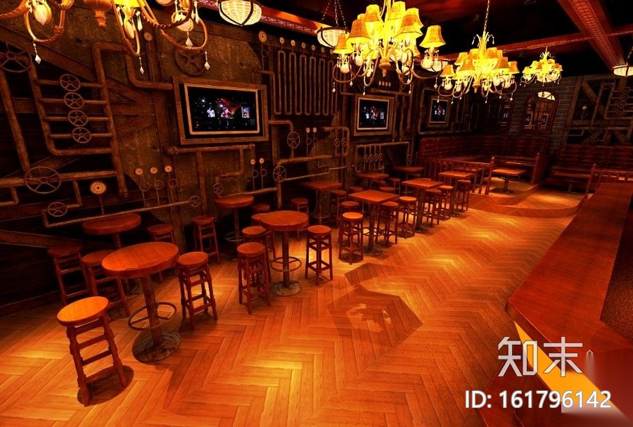 某酒吧欧式装修图(含效果)cad施工图下载【ID:161796142】
