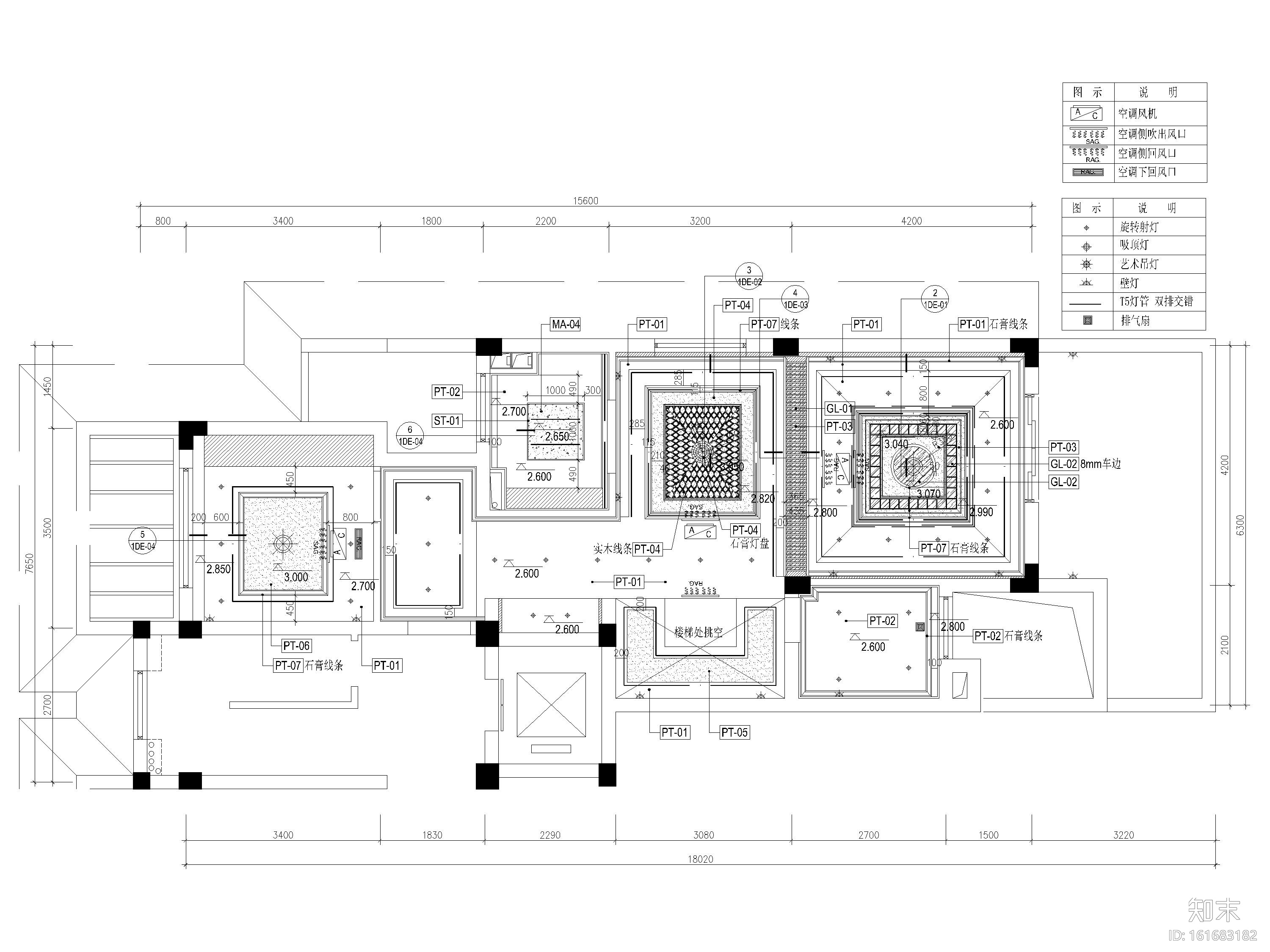 [浙江]225㎡三居法式别墅样板房施工图+实景cad施工图下载【ID:161683182】