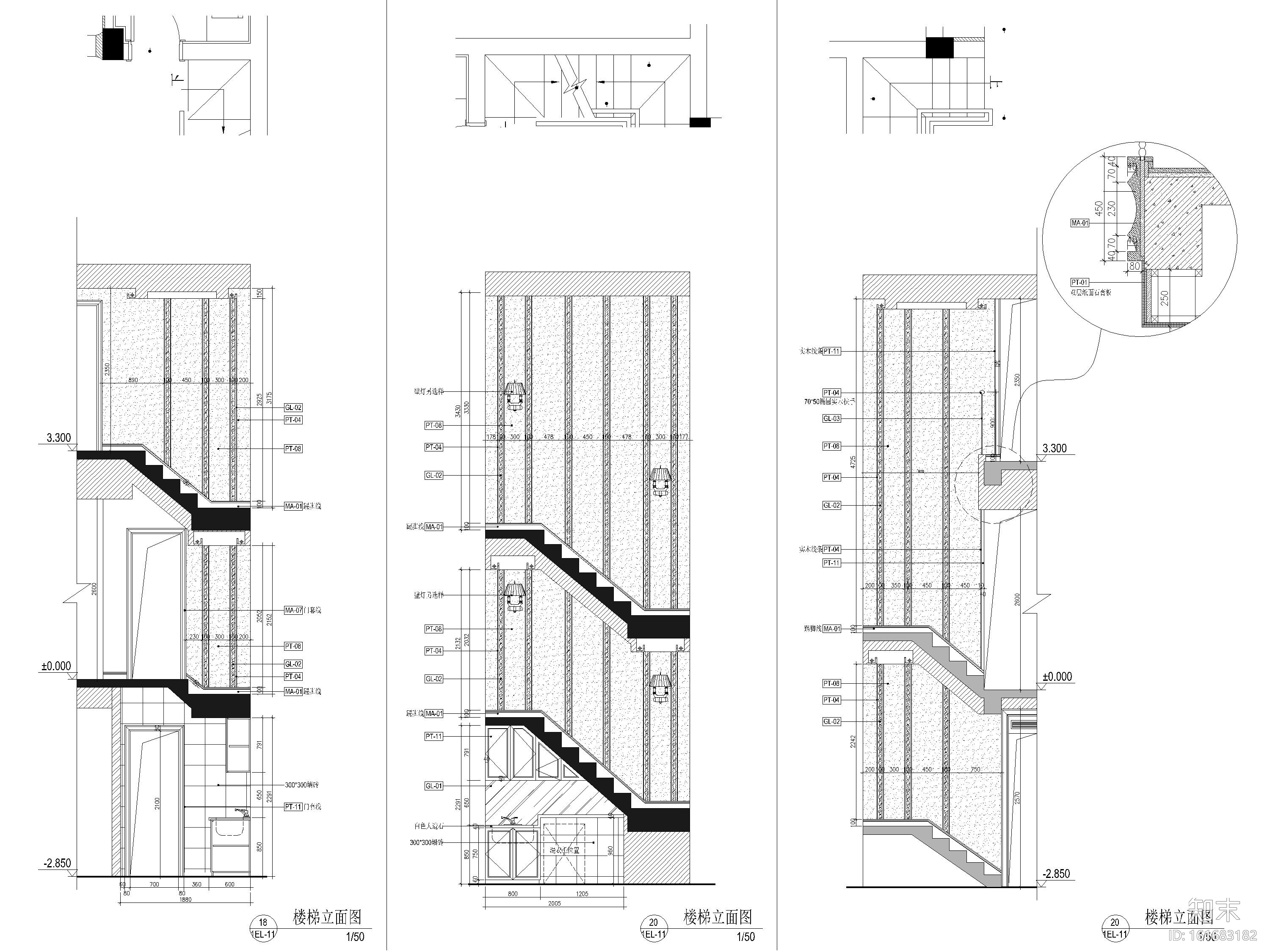 [浙江]225㎡三居法式别墅样板房施工图+实景cad施工图下载【ID:161683182】
