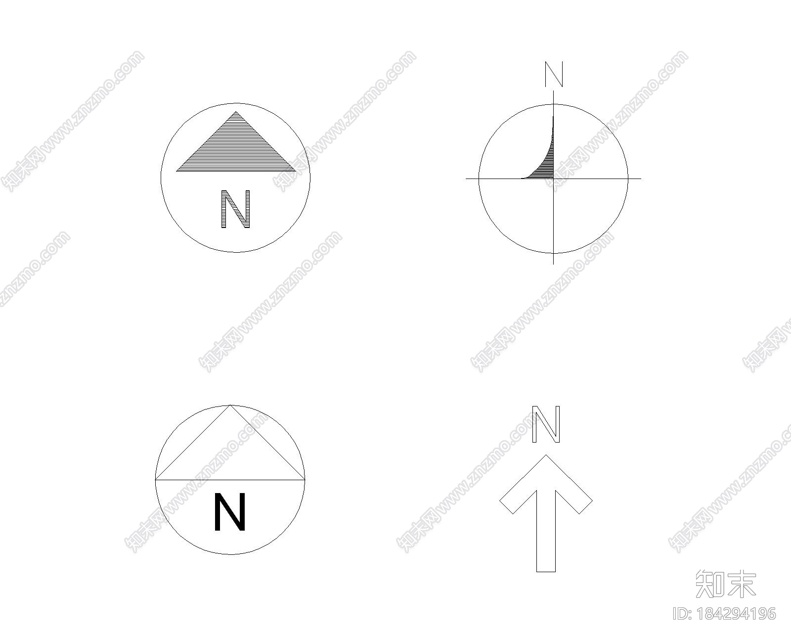 指北针（14）cad施工图下载【ID:184294196】