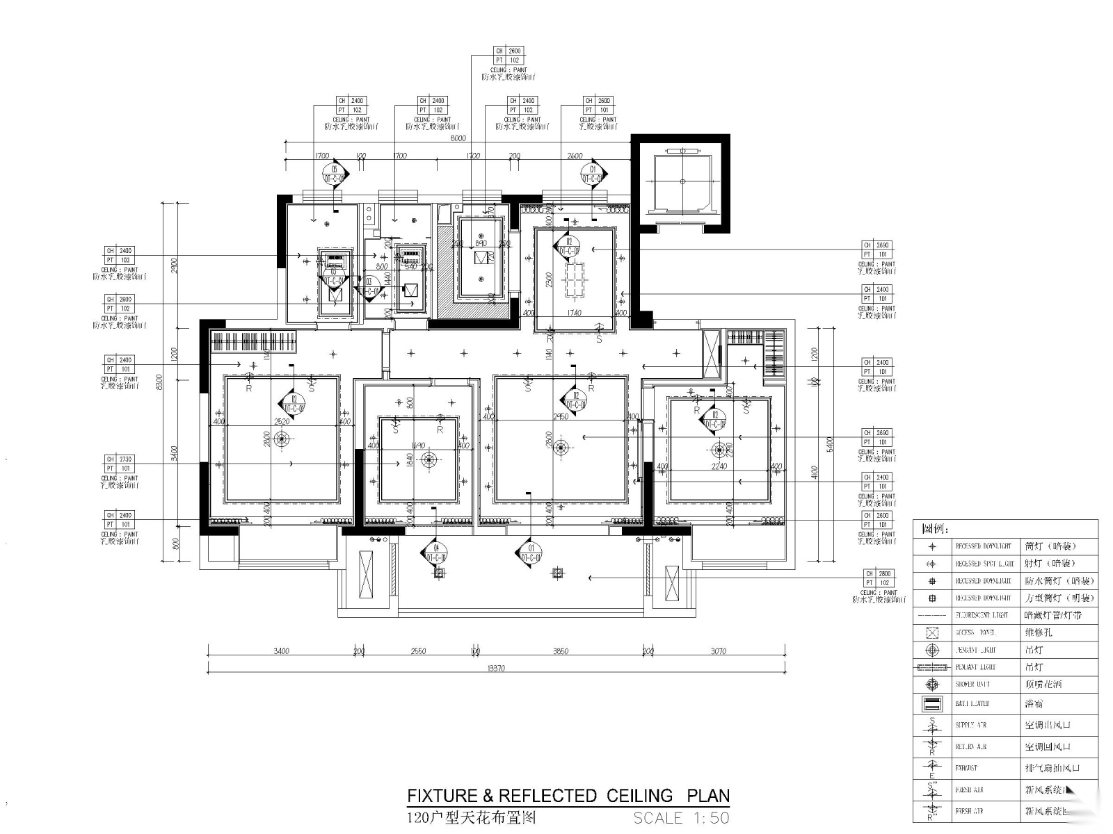 120平现代风格两居室样板间施工图_效果图施工图下载【ID:160079169】