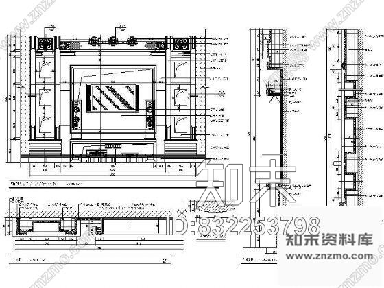 图块/节点电视背景墙造型详图cad施工图下载【ID:832253798】