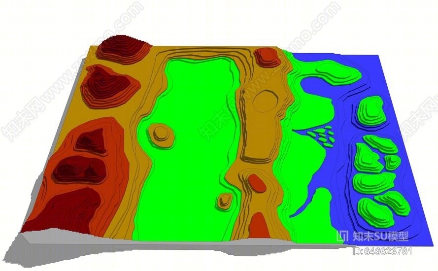 地形等高线SU模型下载【ID:646623781】