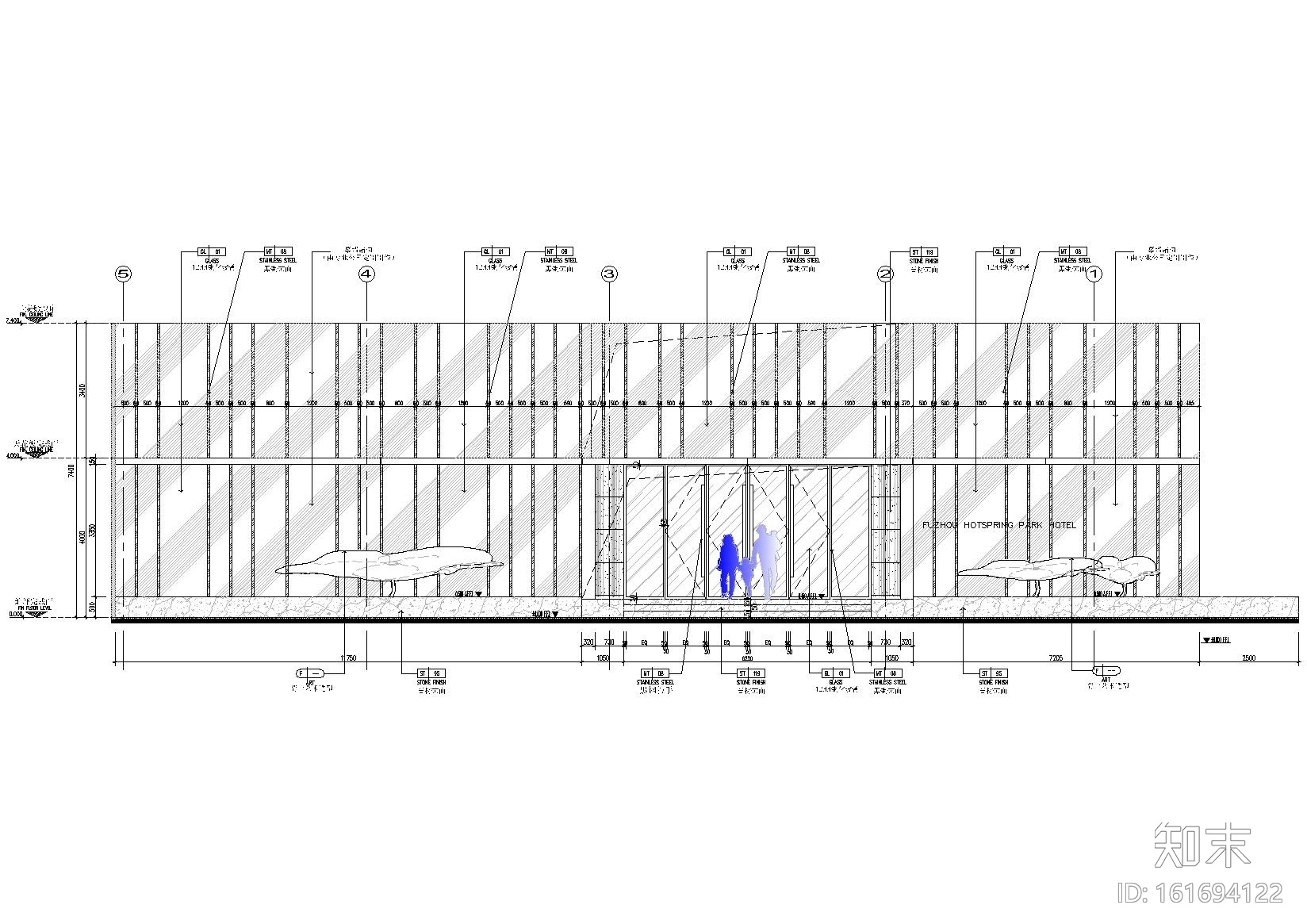 [福州]温泉公园酒店大堂客房施工图+效果图cad施工图下载【ID:161694122】