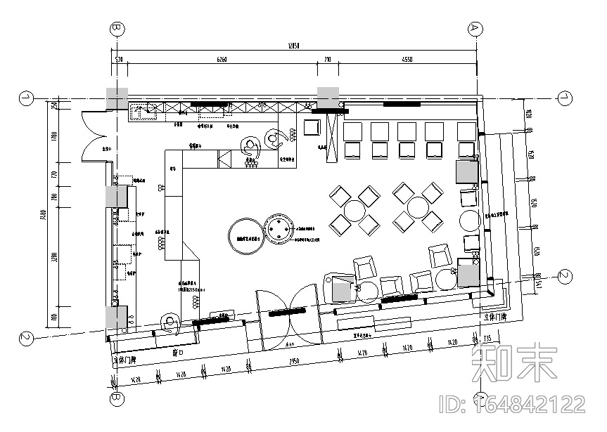 现代怀旧风鲜优糯甜品店设计施工图（附效果图）cad施工图下载【ID:164842122】