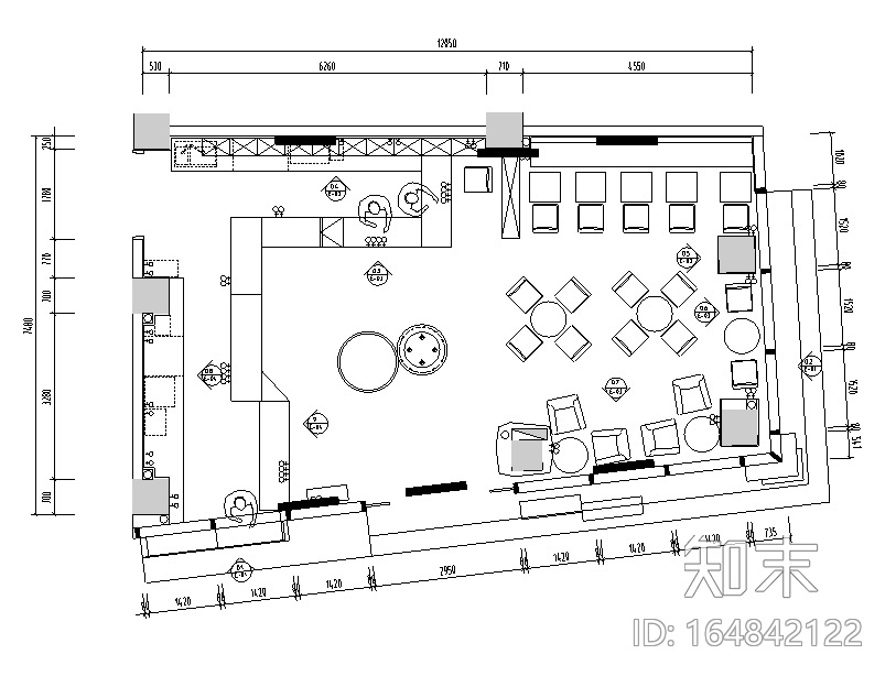 现代怀旧风鲜优糯甜品店设计施工图（附效果图）cad施工图下载【ID:164842122】