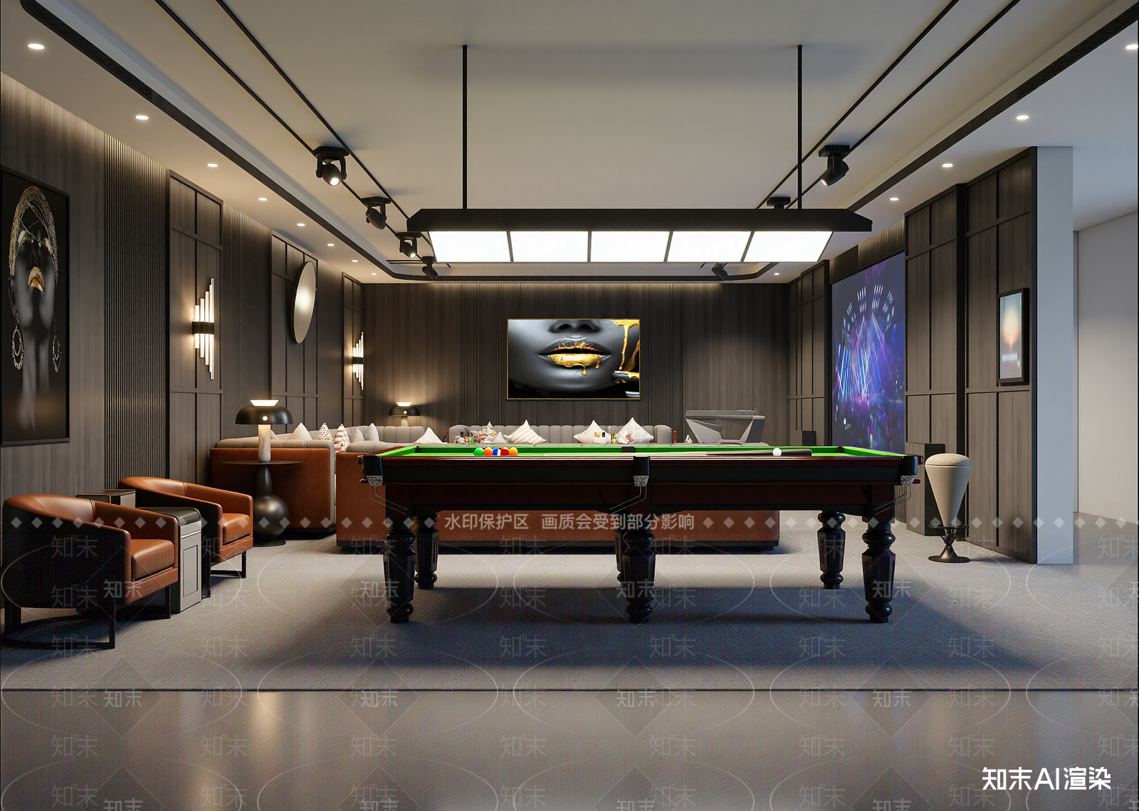 现代台球室3D模型下载【ID:1214938316】