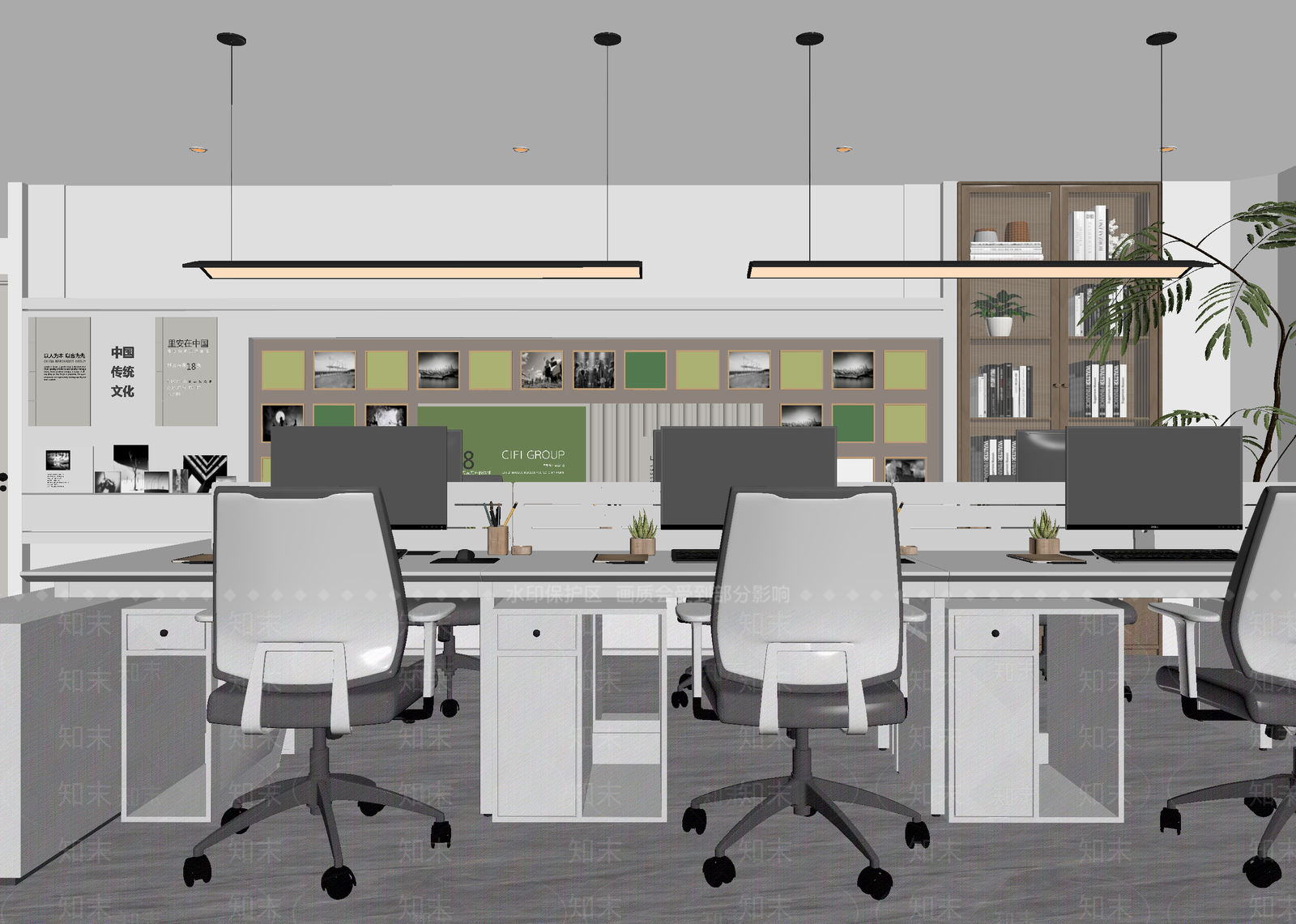 新中式办公区3D模型下载【ID:1214781797】