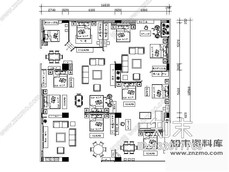 四川某中式家具专卖店展厅施工图下载【ID:532077769】