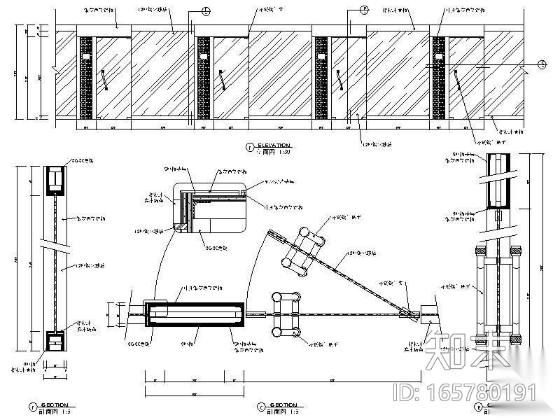 办公区玻璃隔断详图施工图下载【ID:165780191】