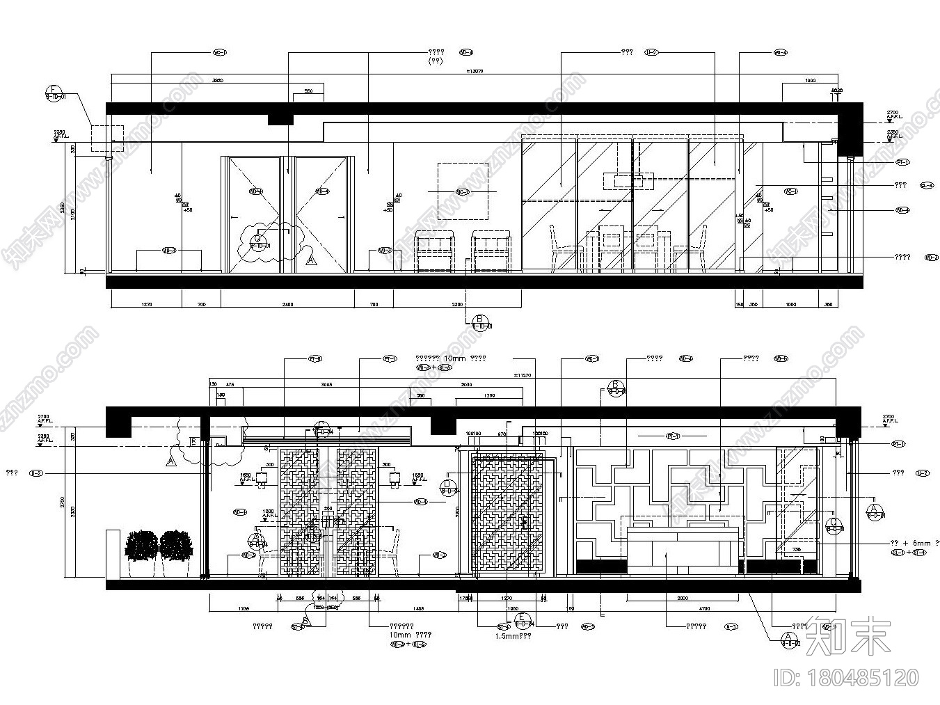 [上海]新中式风格样板间装修全套施工图（附效果图+实景...cad施工图下载【ID:180485120】