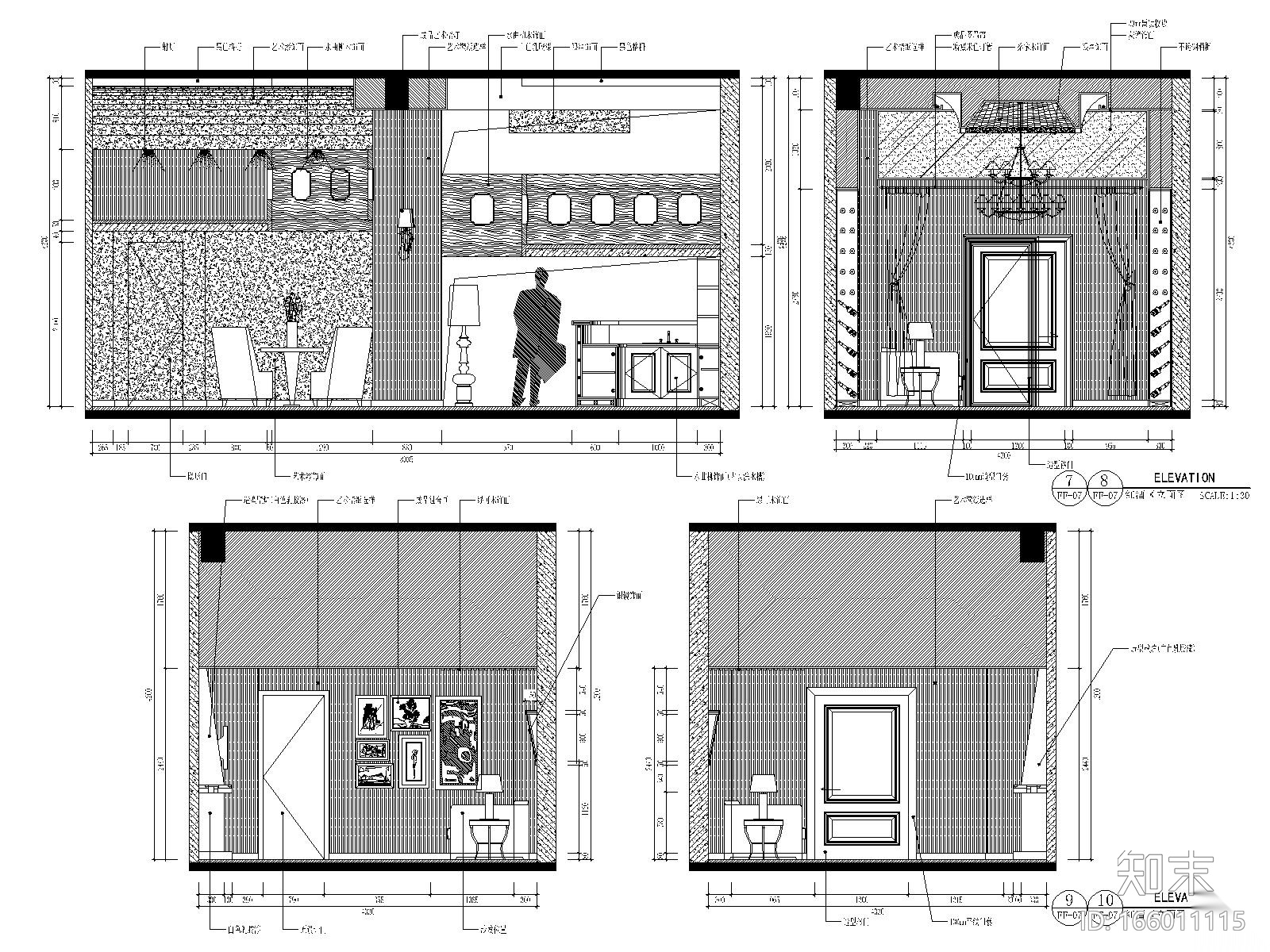 某地区天畝会所唐庄室内装修设计全套CAD施工图施工图下载【ID:166011115】