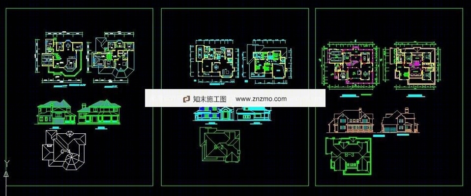 三套别墅方案-做参考cad施工图下载【ID:36951065】