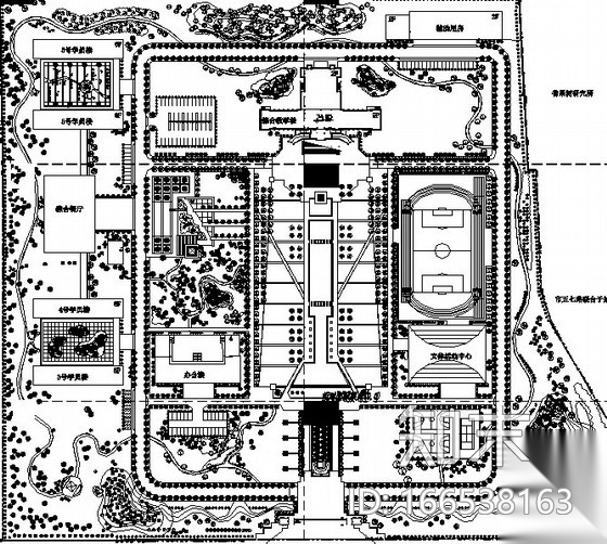 [河北]党政院校园林植物配置设计施工图cad施工图下载【ID:166538163】