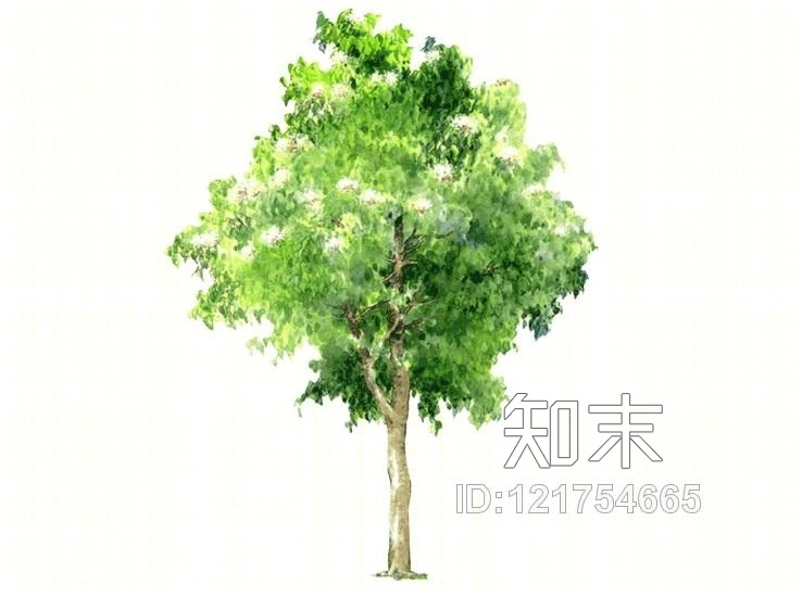 2D水彩风格树SU模型下载【ID:121754665】