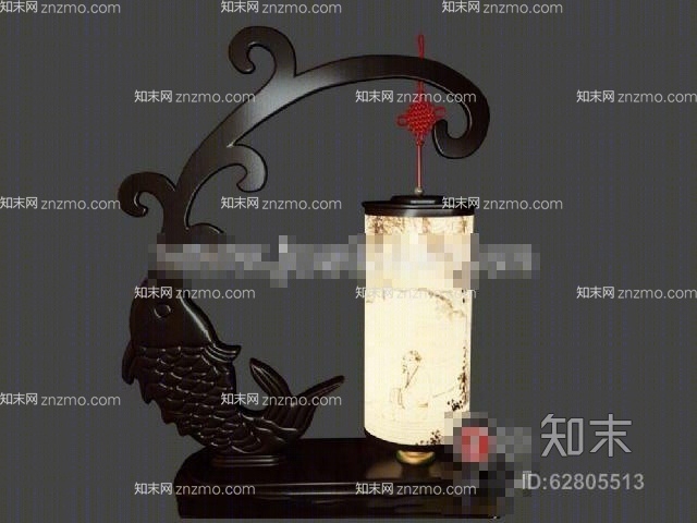 传统中式黑色木艺台灯3D模型下载【ID:62805513】