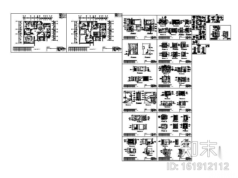 [北京]某高档别墅现代风格装修图(含效果)cad施工图下载【ID:161912112】