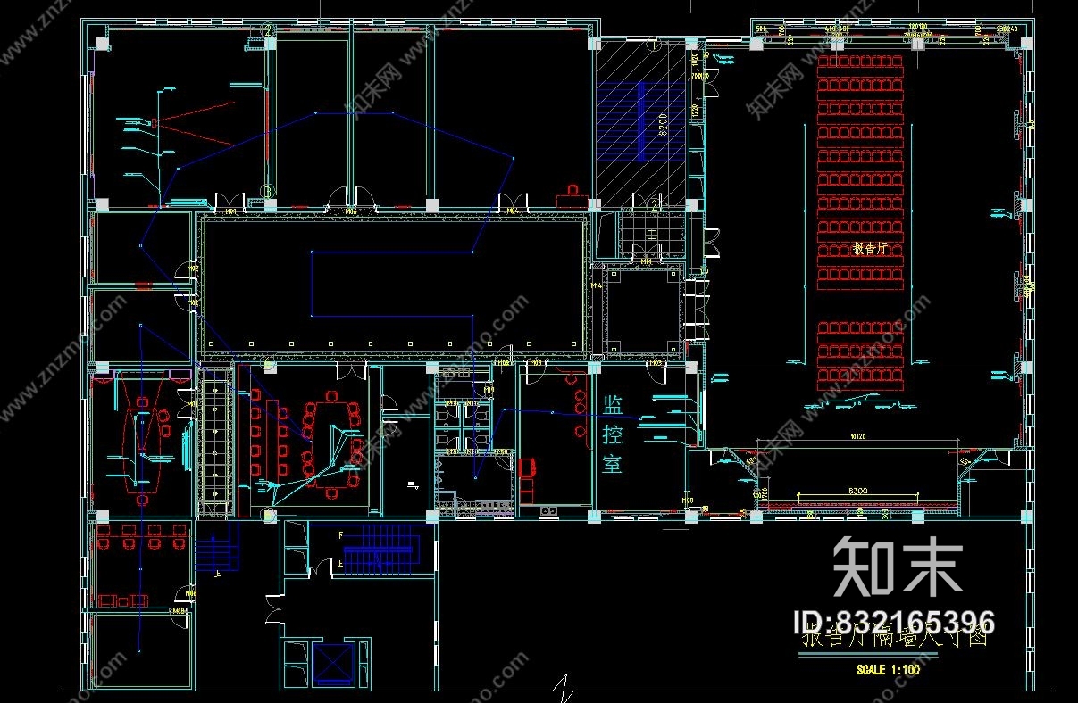 工装CAD施工图丨会议室+报告厅电气系统图+设备布置图cad施工图下载【ID:832165396】