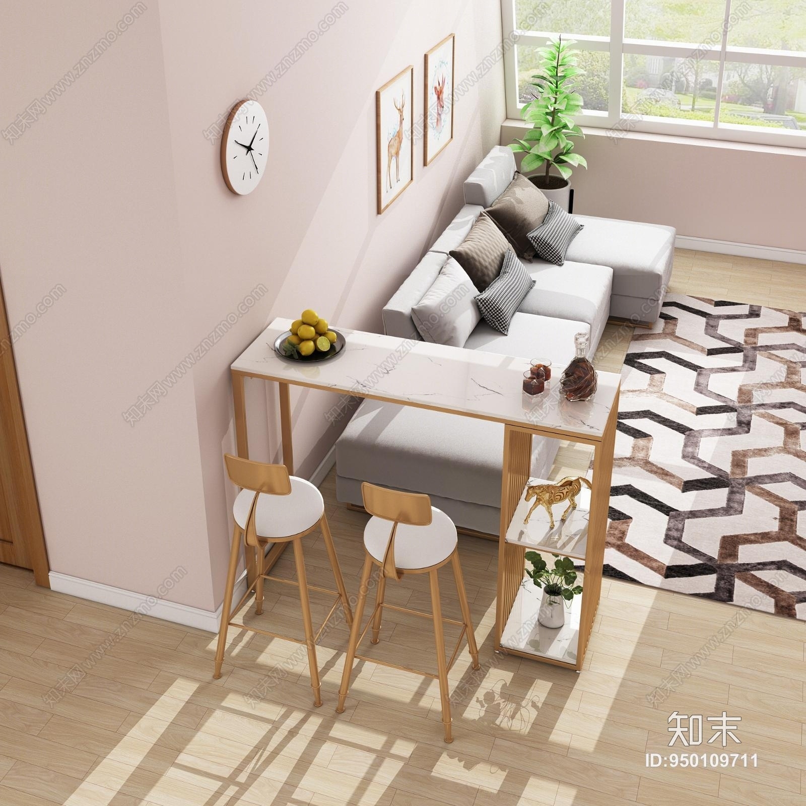 北欧铁艺小吧台3D模型下载【ID:950109711】